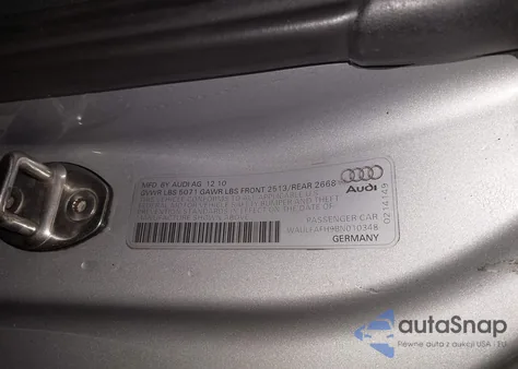 2011 Audi A5 2.0T Premium from USA, damaged, VIN WAULFAFH9BN010348
